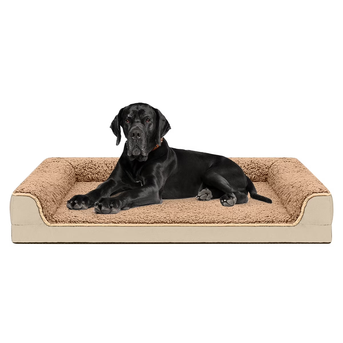 Dog Bed for Large Medium Small Dogs Orthopedic Dog Sofa Bed Non Slip Pet Couch with Removable Washable Cover Supportive Egg Crate Foam S to XL, Khaki