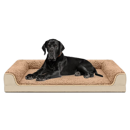 Dog Bed for Large Medium Small Dogs Orthopedic Dog Sofa Bed Non Slip Pet Couch with Removable Washable Cover Supportive Egg Crate Foam S to XL, Khaki