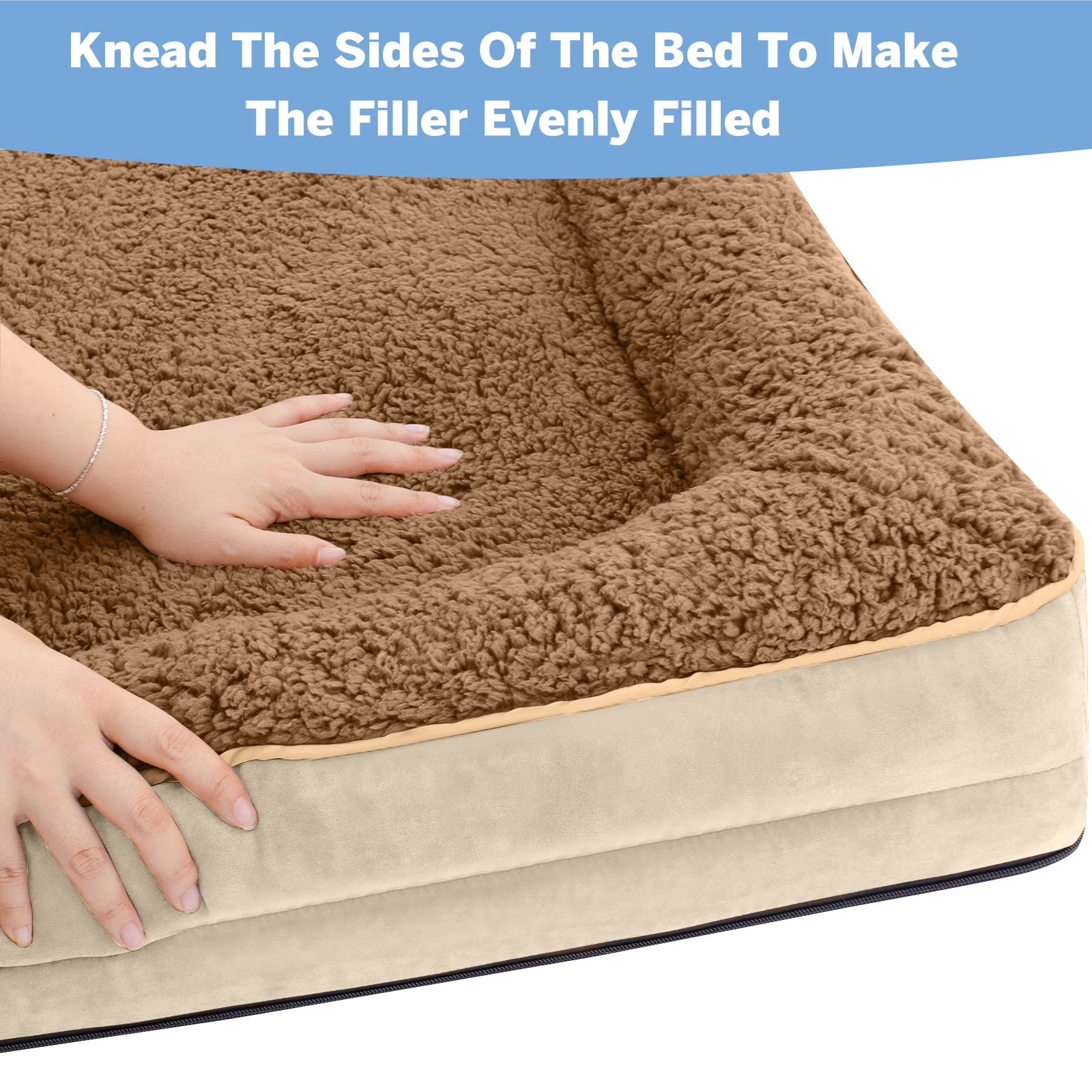 Dog Bed for Large Medium Small Dogs Orthopedic Dog Sofa Bed Non Slip Pet Couch with Removable Washable Cover Supportive Egg Crate Foam S to XL, Khaki